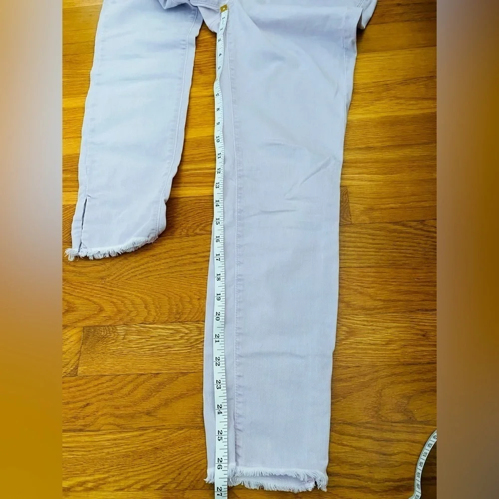 Loft Powder Pink Jeans Modern Skinny Raw Split Hem Stretch Size 0 / 25